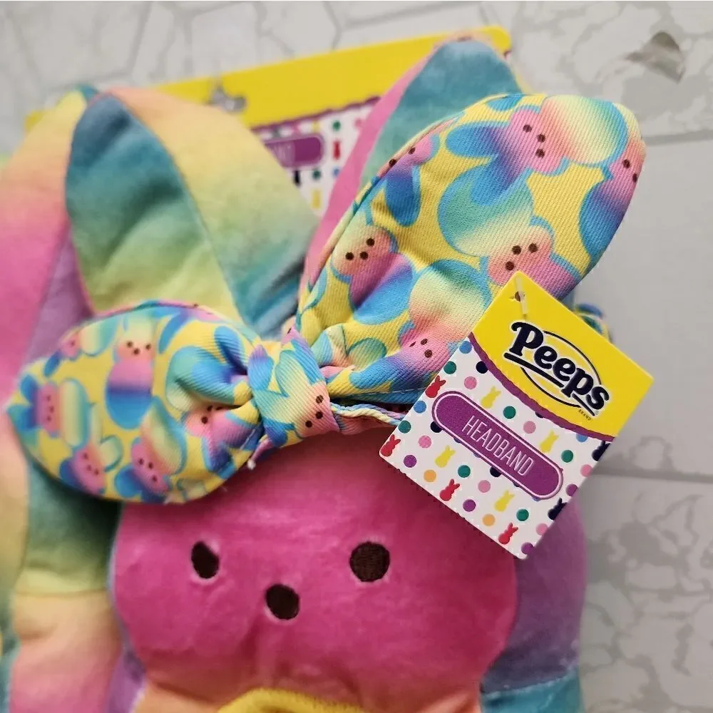 New Kids Easter Peeps Plush Bunny Rainbow Slippers, Size M 13-1